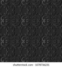 3D dark paper art Spiral Curve Cross Botanic Flower Vine, Vector stylish decoration pattern background for web banner greeting card design