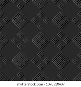 3D dark paper art Square Check Cross Tracery Spiral Frame, Vector stylish decoration pattern background for web banner greeting card design