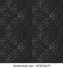 3D dark paper art Square Curve Cross Crest Frame, Vector stylish decoration pattern background for web banner greeting card design