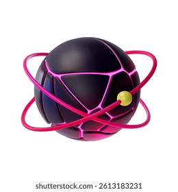3d Dark Planet Space Concept Cartoon Design Style Isolated on a White Background. Vector illustration