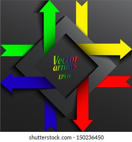 3d dark square with color arrows / vector eps 10