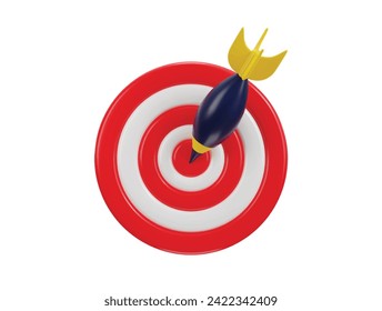 3d dart board icon for target with bullseye arrow icon