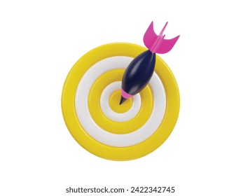 3d dart board icon for target with bullseye arrow icon