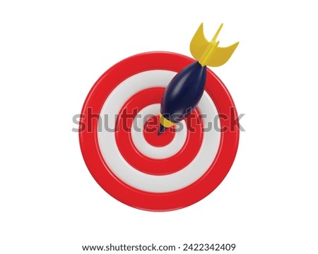 3d dart board icon for target with bullseye arrow icon
