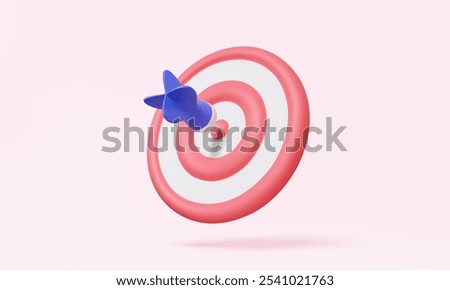 3D Dart target icon symbol business development financial growth targeting aiming center focus goal planning customer investment education concept. achievement vision. 3d vector illustration design