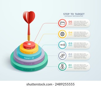 3d darts target diagram infographic template