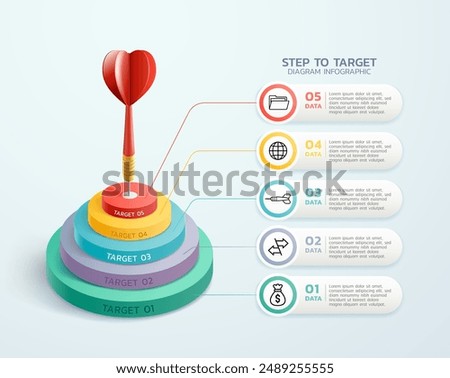 3d darts target diagram infographic template
