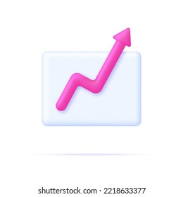 Ilustración de análisis de datos 3D. Arrow muestra el éxito de la estrategia de negocios. Concepto de inversión y crecimiento financiero. Vector moderno de estilo 3d.