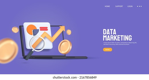 3D Data marketing service, analytics software for business, financial, marketing data analysis 
