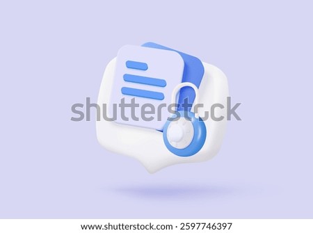 3d data protection privacy icon signs and cyberspace solutions with secure digital buttons. checkmark shield password secret personal database account. 3d data file icon vector render illustration