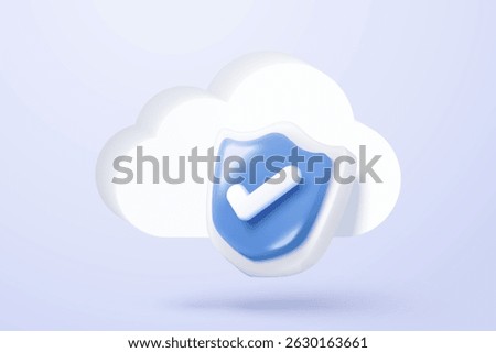 3d data protection privacy icon signs with cyberspace secure digital cloud buttons. checkmark shield password secret personal database account. 3d data file privacy icon vector render illustration