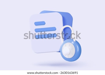 3d data protection privacy icon signs and cyberspace solutions with secure digital buttons. checkmark shield password secret personal database account. 3d data file icon vector render illustration