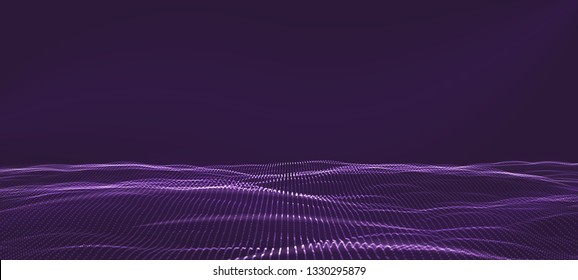 3D Data technology background. Music abstract illustration. Equalizer for music, showing sound waves. Vector design