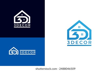 3D Decor Template Logo. 3D House Business Identity.