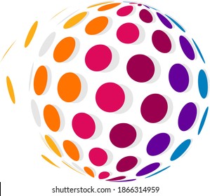3D decorative balls with dot Sphere isolated on white background. Pixel dot concept design for your presentation template, brochure layout, book cover.