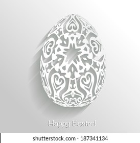 3D decorative ornamental egg on gray background, happy easter illustration