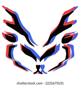 3D deer tattoo vector design suitable for logos, stickers and more