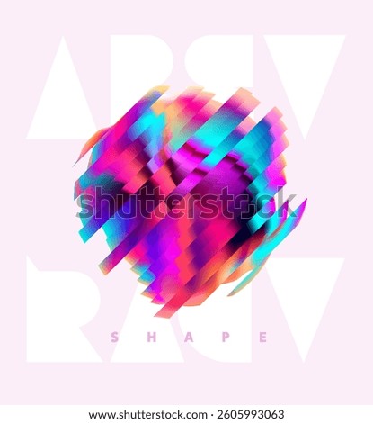 3D deformed ball. Iridescent fluid spheres. Vector geometric form.