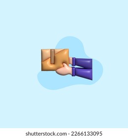 símbolo de icono del paquete de entrega 3d. vector de ilustración de paquete de entrega de mano