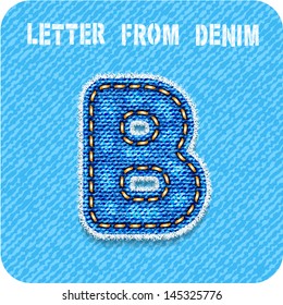 3d denim letter "B" Blue color. Eps 10. The rest of uppercase and lowercase letters, symbols and numbers of the alphabet in my portfolio.