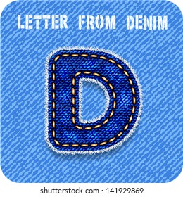 3d denim letter "D" blue ("denim") color. Eps 10. The rest of uppercase and lowercase letters, symbols and numbers of the alphabet in my portfolio.