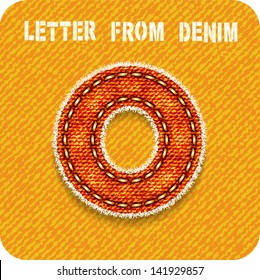 3d denim letter "O" orange color. Eps 10. The rest of the alphabet letters and numbers in the portfolio.