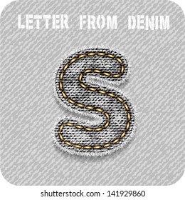 3d denim letter "S" gray ("Silver") color. Eps 10. The rest of uppercase and lowercase letters, symbols and numbers of the alphabet in my portfolio.