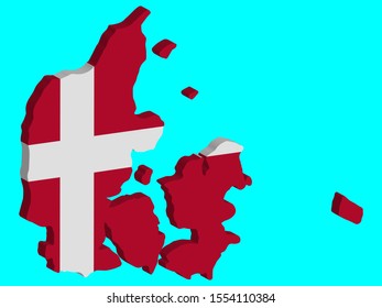 3D Denmark map flag Vector illustration. EPS10
