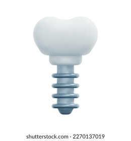 3d dental implant icon vector. Isolated on white background. 3d dental, medicine and healthcare concept. Cartoon minimal style. 3d tooth icon vector render illustration.