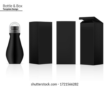 3D Deodorant Bottle Mock up Realistic Cosmetic and Box for Skincare Product on White Background Illustration. Health Care and Medical Concept Design.