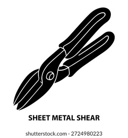 3d Depth isometric view silhouette a Sheet metal shear. in a black and white vector illustration on a white background.