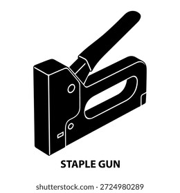 3d Profundidade isométrica vista silhueta um Staple arma. em um preto e branco vetor ilustração em um fundo branco.