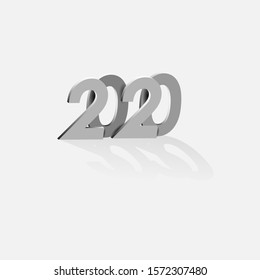 3d design of 2020 number, grey color 