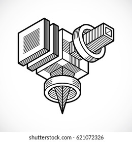 3D design, abstract vector cube shape.
