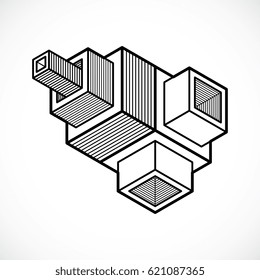 3D design, abstract vector cube shape.