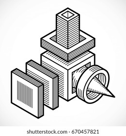 3D design, abstract vector cube shape.