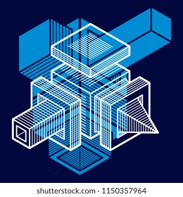 3D design, abstract vector dimensional cube shape.