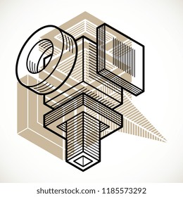 3D design, abstract vector dimensional cube shape.