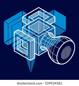 3D design, abstract vector dimensional cube shape.