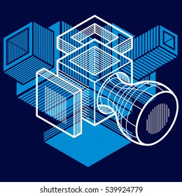 3D design, abstract vector dimensional cube shape.