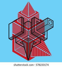 3D design, abstract vector dimensional cube shape.