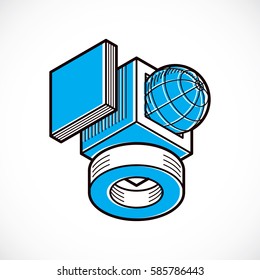 3D design, abstract vector dimensional cube shape.