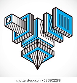 3D design, abstract vector dimensional cube shape.