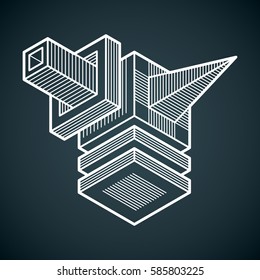 3D design, abstract vector dimensional cube shape.