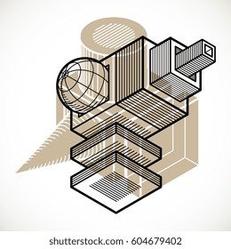 3D design, abstract vector dimensional cube shape.