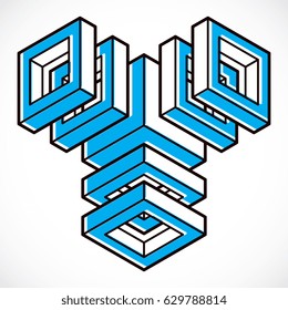 3D design, abstract vector dimensional cube shape.