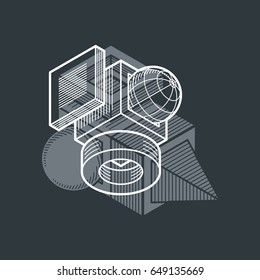 3D design, abstract vector dimensional cube shape.