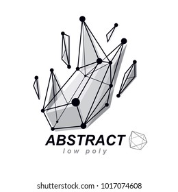 3d design, abstract vector faceted shape. Technology and science conceptual emblem.