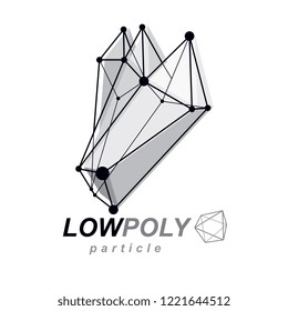 3d design, abstract vector faceted shape. Technology and science conceptual emblem.