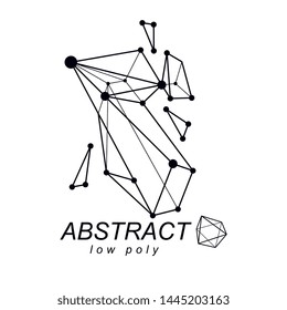 3d design, abstract vector faceted shape. Technology and science conceptual emblem.